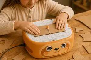 kid cut cardboard using hefigond