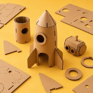 Rocket cardboard with the cardboard scraps lying around